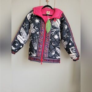 NWT Farm Rio Puffer Coat NWT Cerrado Sky rev S